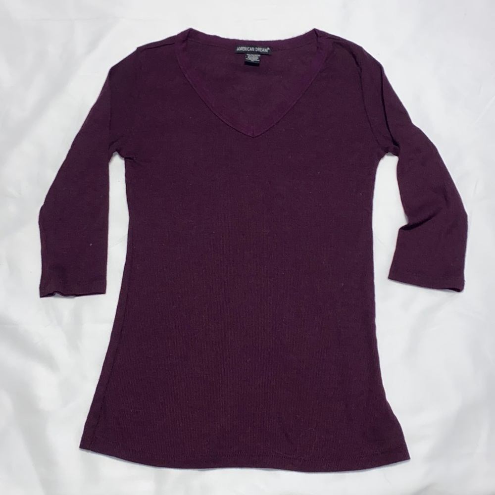 Purple American Dream 3/4 sleeve shirt. Size medium.